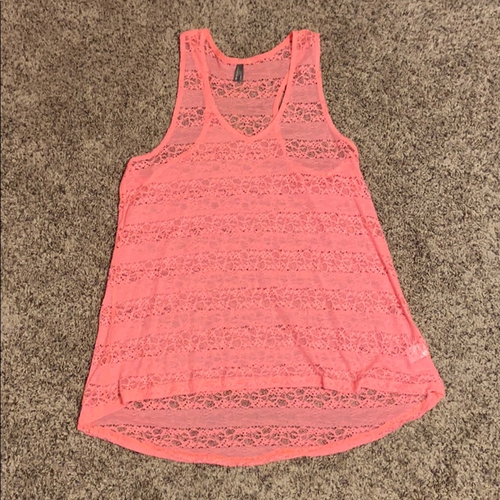 Bright Pink Lacey tank top